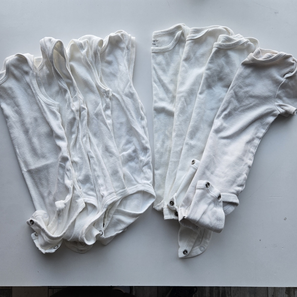 Carter's White Baby Onesies Sleeveless And Short Sleeve Set Of 8 18m
